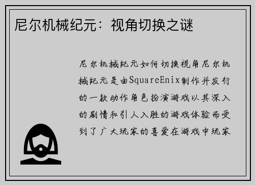 尼尔机械纪元：视角切换之谜